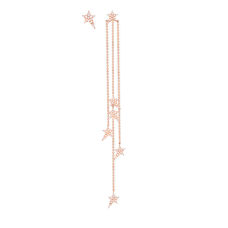 Diane Kordas Asymmetric Star Chain Earrings