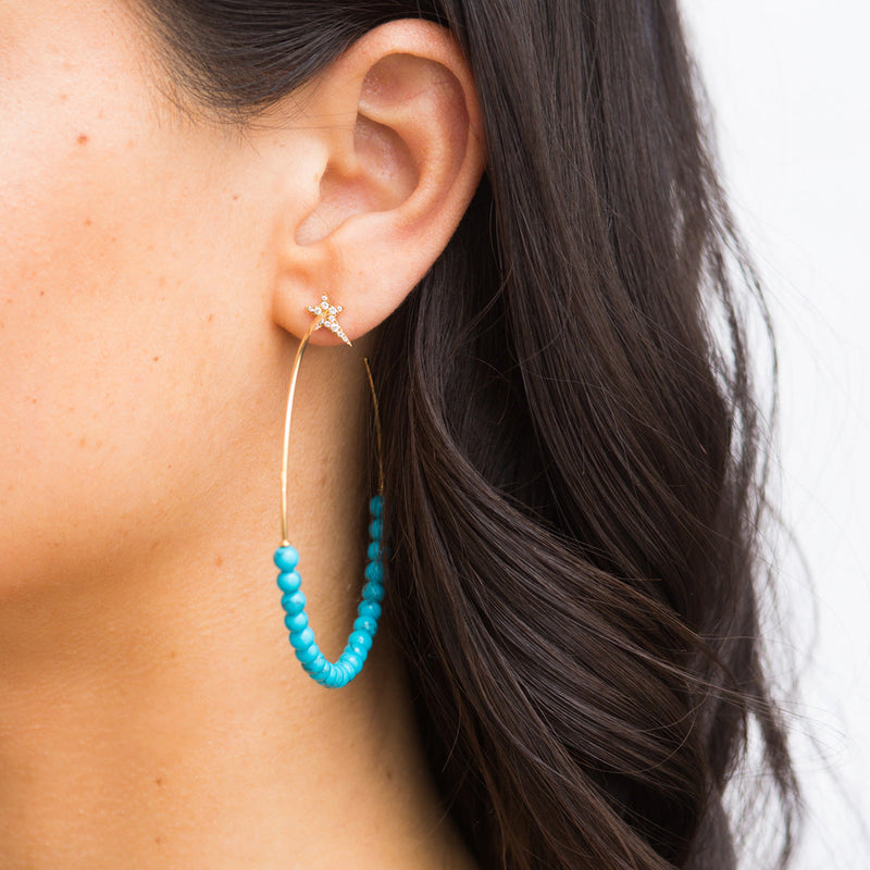 Star Turquoise Hoop Earrings