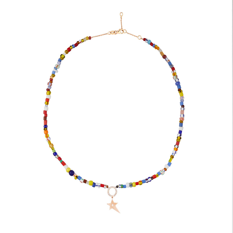 Rainbow Beaded Necklace Star Pendant