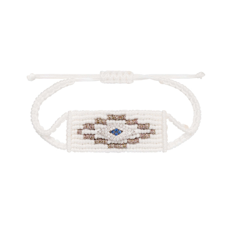 White Evil Eye Woven Bracelet