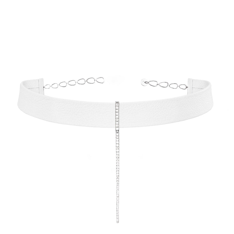 White Leather Bar Choker