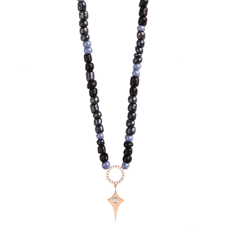 Black and Blue Beaded Necklace