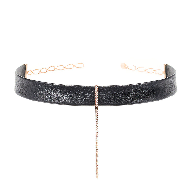 Diane Kordas Jewellery Leather Bar Choker 18kt gold