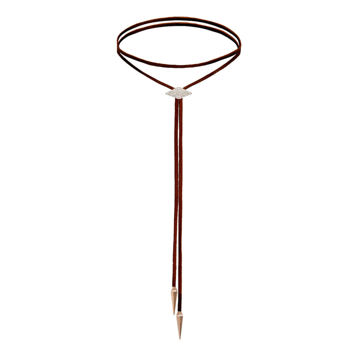 Chocolate Brown Evil Eye White Diamond Bolo Necklace