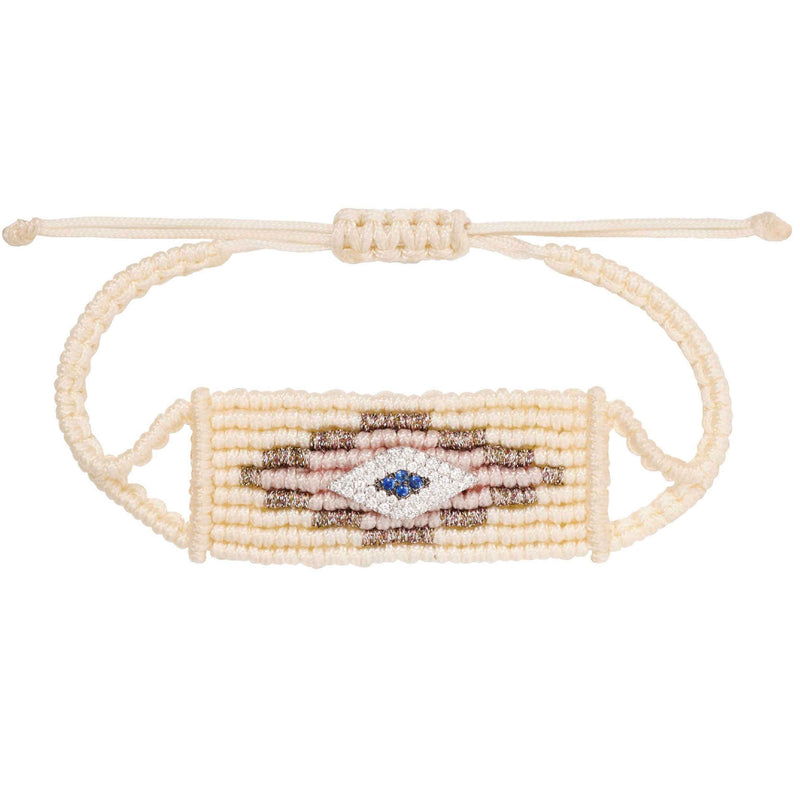 Cream Evil Eye Woven Bracelet