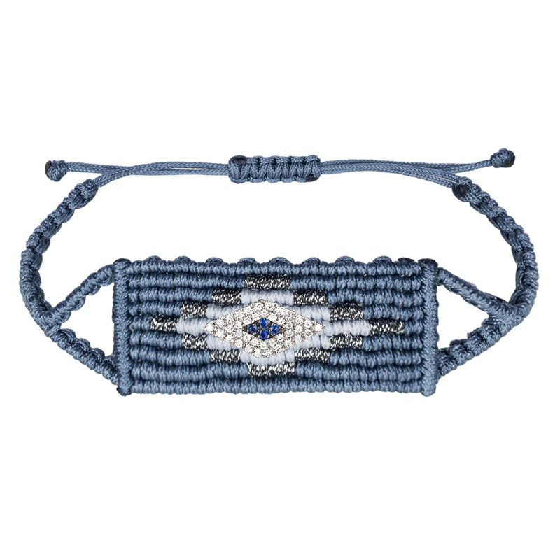 Denim Evil Eye Woven Bracelet
