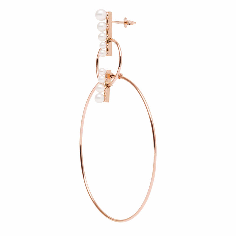 Double Bar Pearl Hoop Earrings