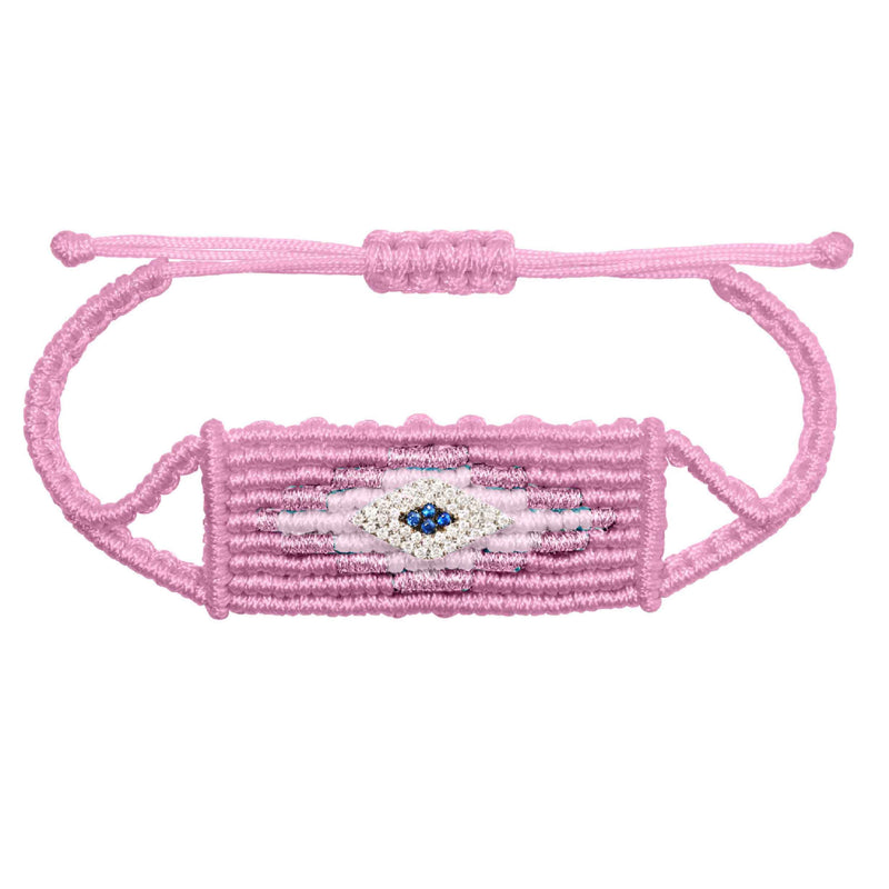 Pink  Evil Eye Woven Bracelet