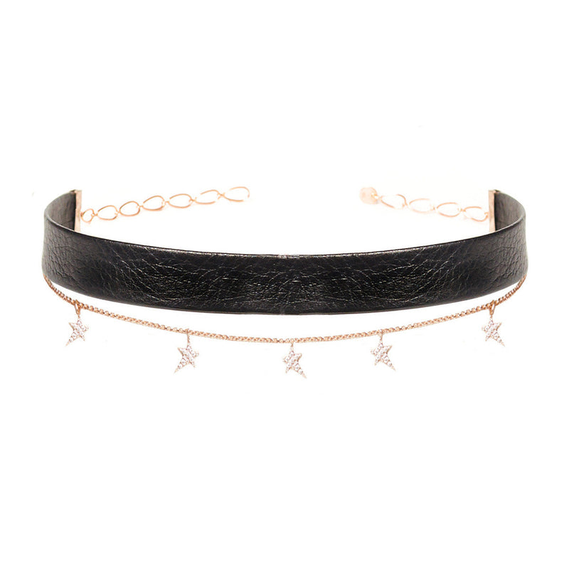 Leather Star Chain Choker