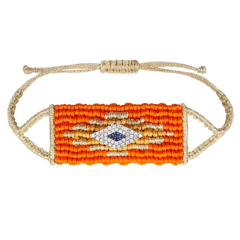 Orange Evil Eye Woven Bracelet