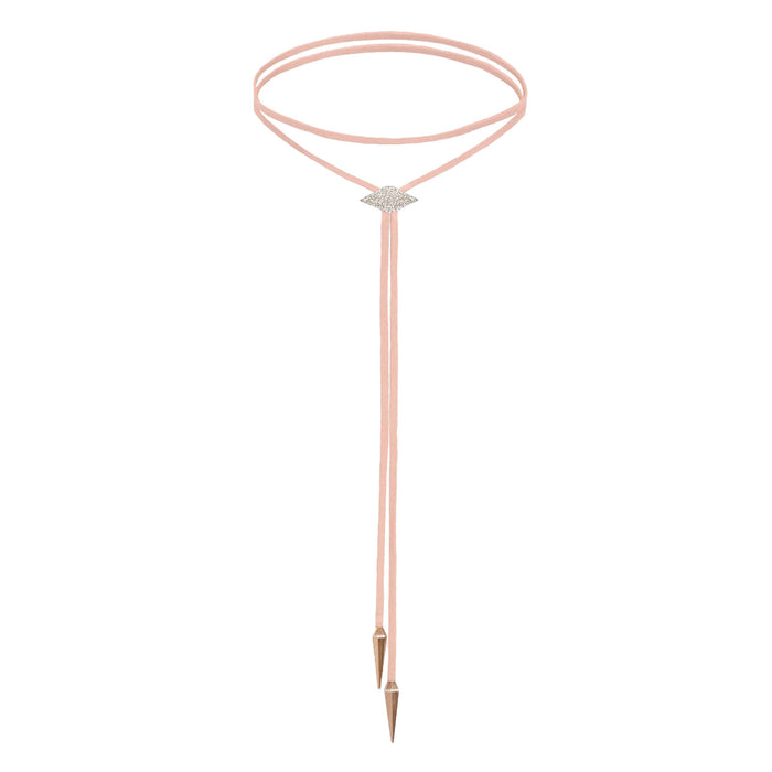 Pink Evil Eye White Diamond Bolo Necklace