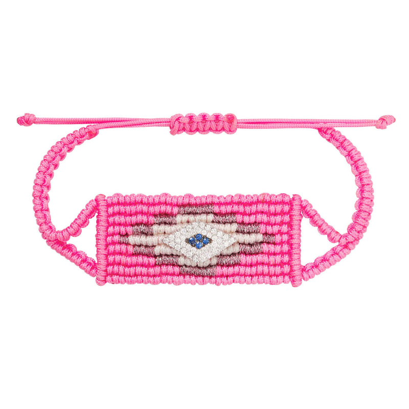 Bubblegum  Evil Eye Woven Bracelet