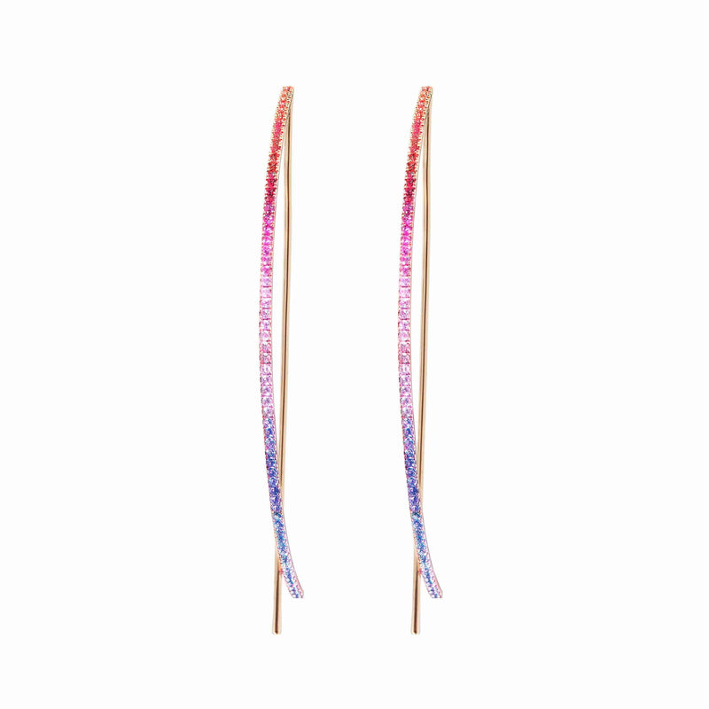 Rainbow Sapphire Hoop Earrings