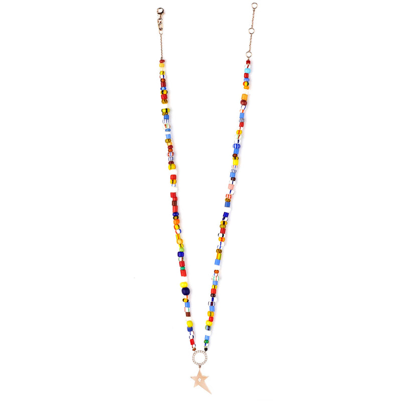 Rainbow Beaded Necklace Star Pendant