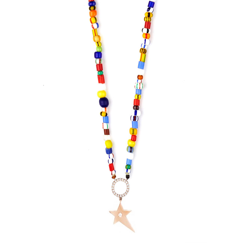 Rainbow Beaded Necklace Star Pendant