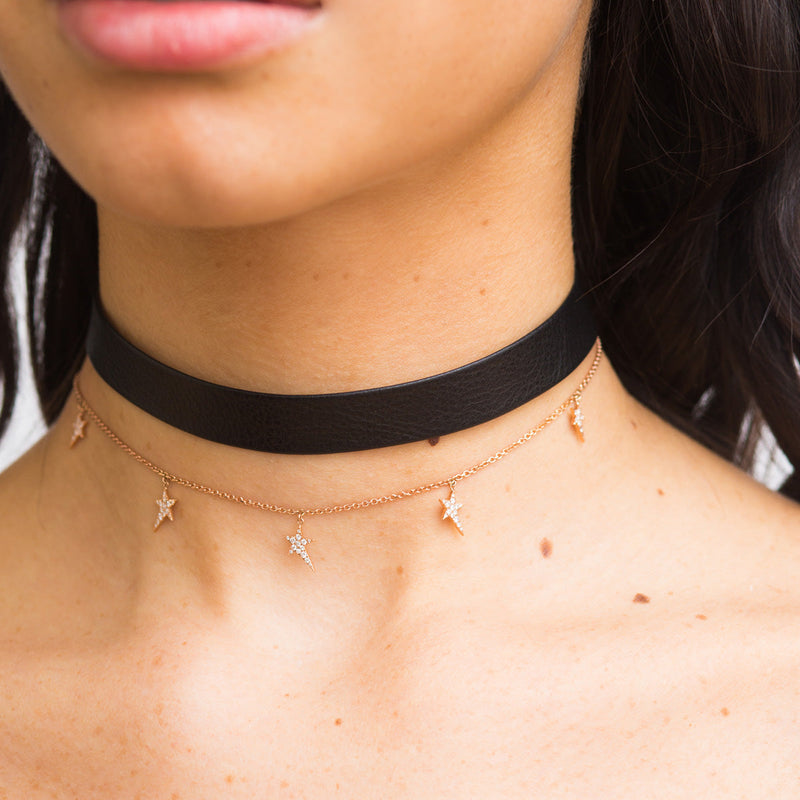 Leather Star Chain Choker