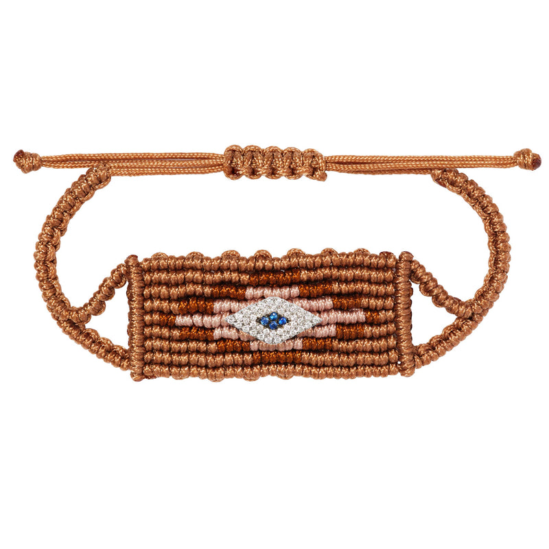 Biscuit Brown Evil Eye Woven Bracelet