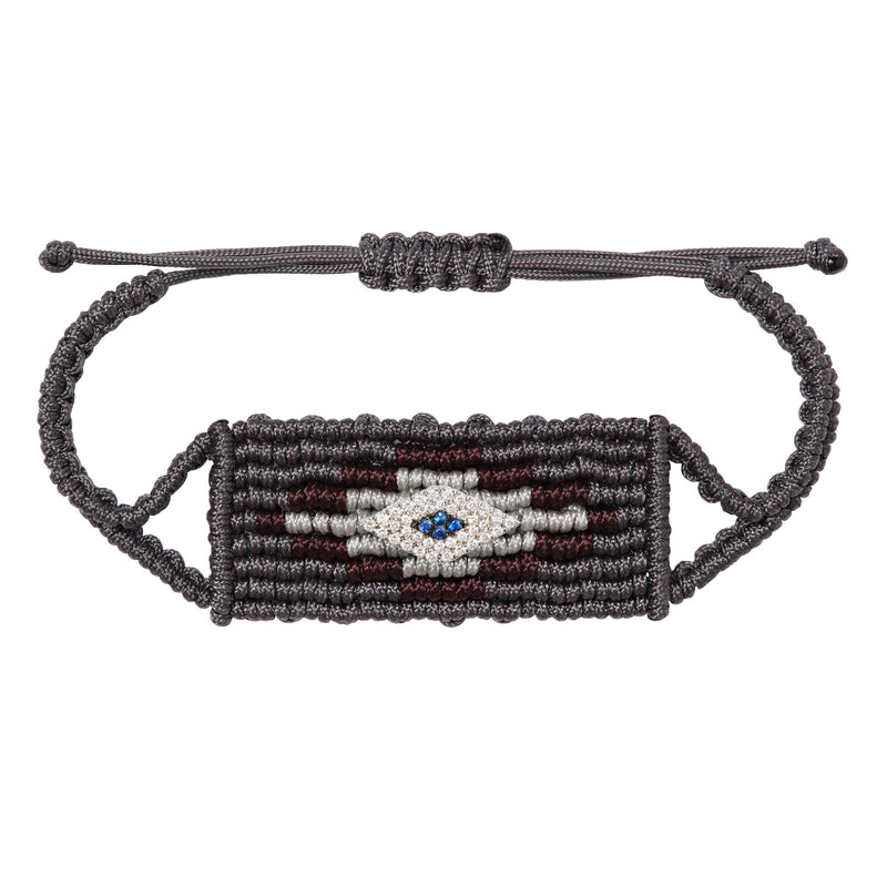 Dark Grey Evil Eye Woven Bracelet