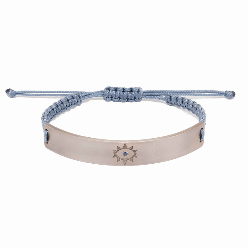 Mens Titanium Bracelet With Denim Cord
