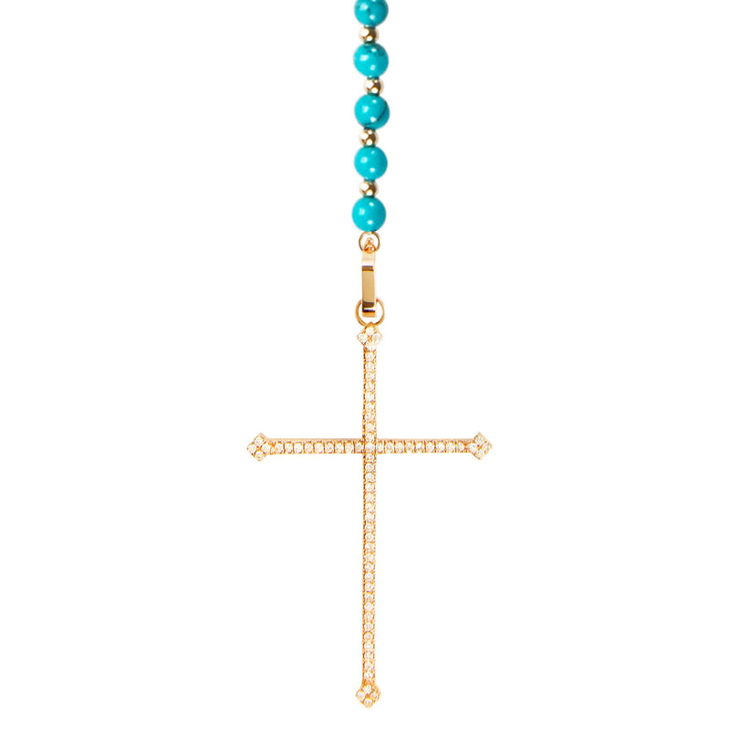 Turquoise Cross Rosary Necklace