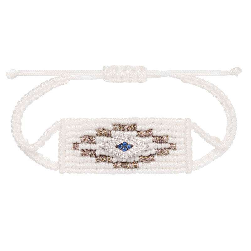 White Evil Eye Woven Bracelet